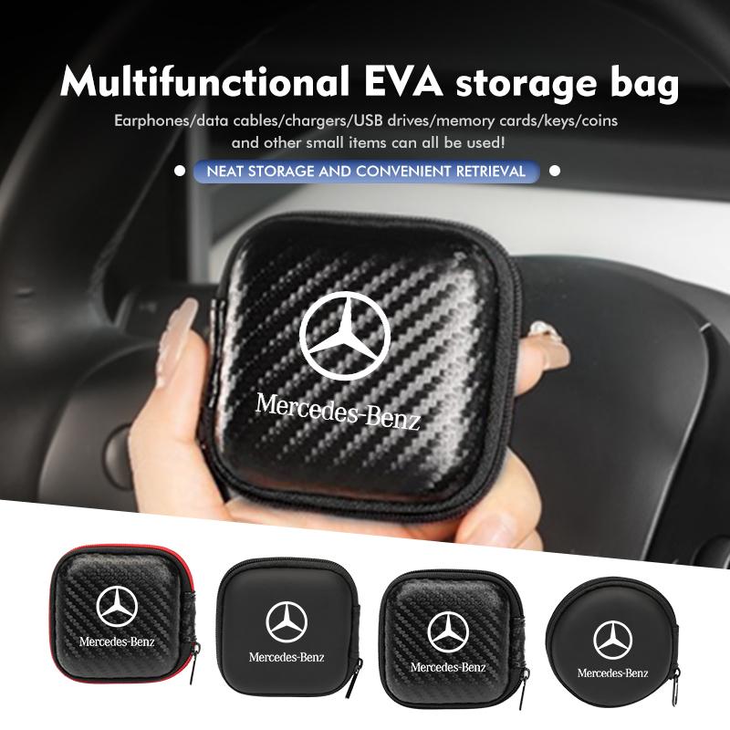 WTNWY1 Hot 2026 New For Benz Earphones Storage Bag Wired Headphones EVA Zipper Storage Box For Mercedes Benz CLK GLC W212 C200 C300 W20