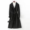 Double-sided Wool Coat Women's Medium and Long New Slim-fitting and Thin Suit Collar Black Tooling Woolen Coat