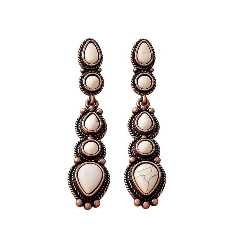 Vintage Boho Turquoise Teardrop Earrings for Women Long Dangle Statement Earrings Fashion Ethnic Style Jewelry