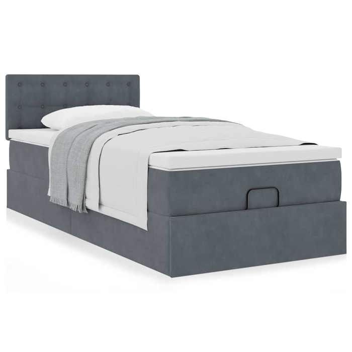 Maison Exclusive - Cadre de lit ottoman avec matelas gris foncé 100x200 cm velours
