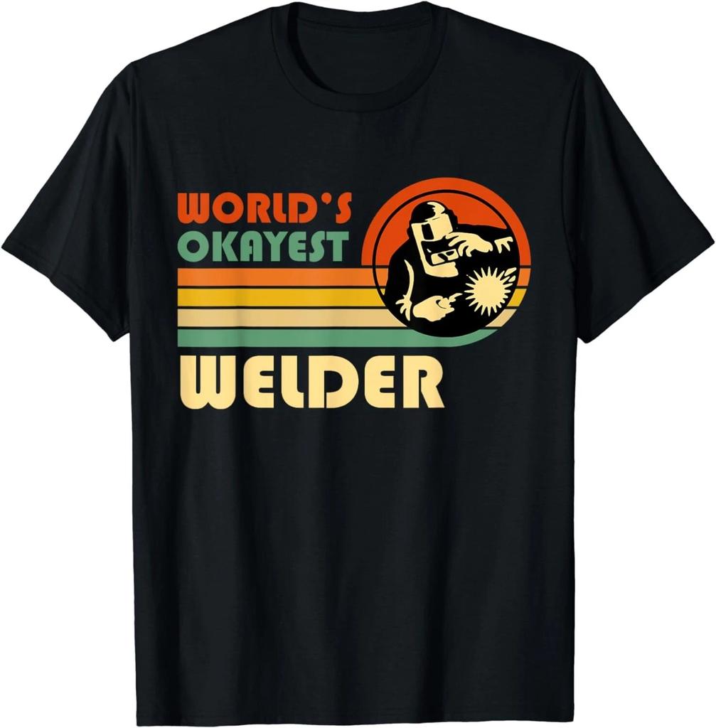 World's Okayest Welder - Funny Retro Vintage Sunset Design Gift Unisex T-Shirt