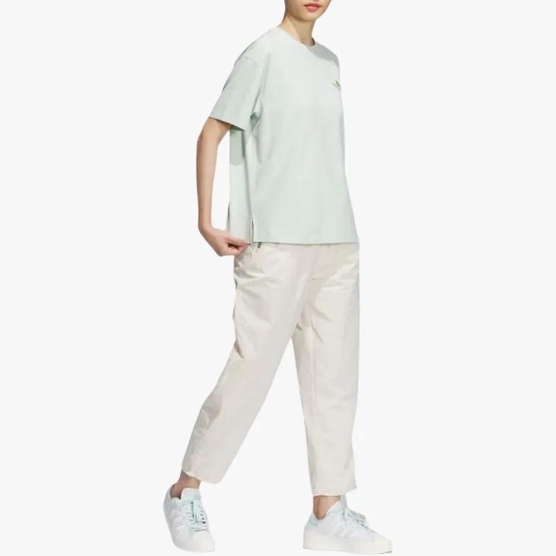 adidas originals Women's Lifestyle Logo Print Short Sleeve Tee Women's 'Linen Green' (Unisex) T-Shirts IK8627