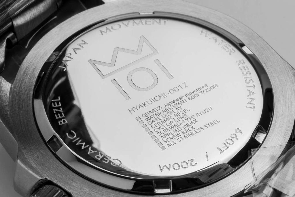 HYAKUICHI 101 Кварцевые Дайверские 20 АТМ Водонепроницаемые Керамика Металлический Ремешок №1Z Мужские Часы, Ударопрочные, Безель, Календарь, (черный)