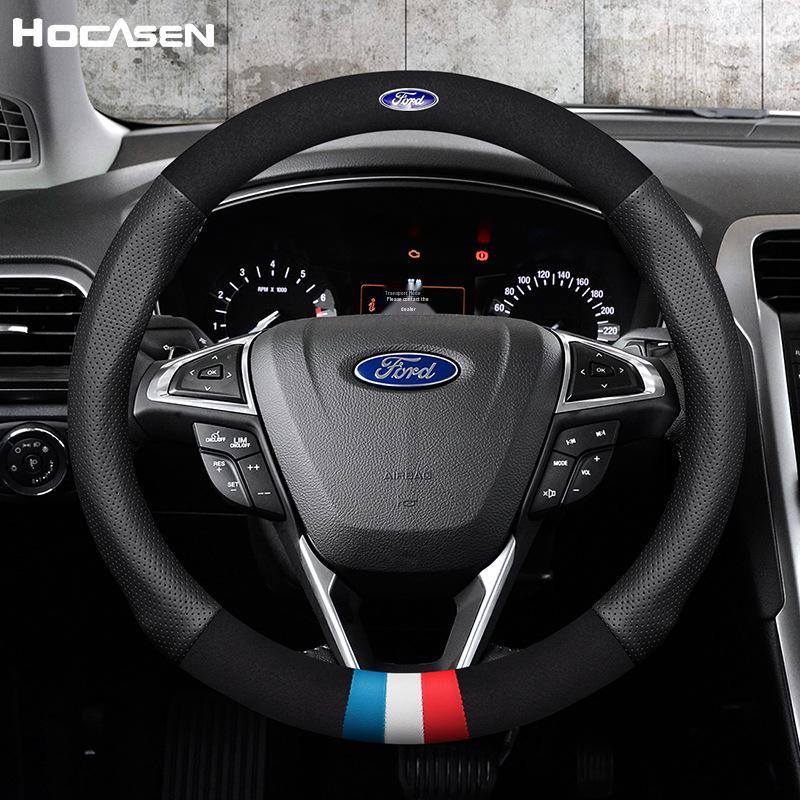 Ford Steering Wheel Suede & Leather Cover for Focus, Mondeo, Edge, Taurus