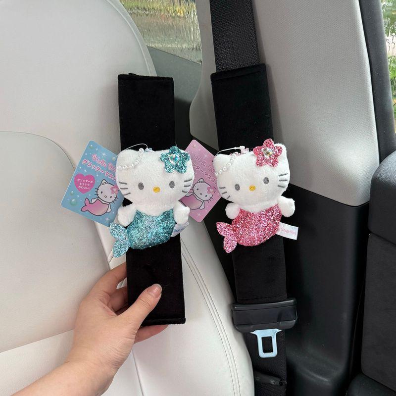 Original Glitter Mermaid Kt Plush Doll Car Seat Belt Shoulder Cover Car Interior Cartoon Doll New Car