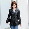 Корейский стиль Модная женская кожаная куртка Женская куртка из искусственной кожи Женская тонкая кожаная куртка Повседневная одежда