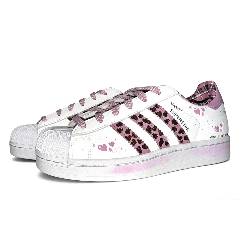 Adidas Originals Superstar 2 Low top Skateboard Shoes Unisex White Purple KZ7157(Team2092-)
