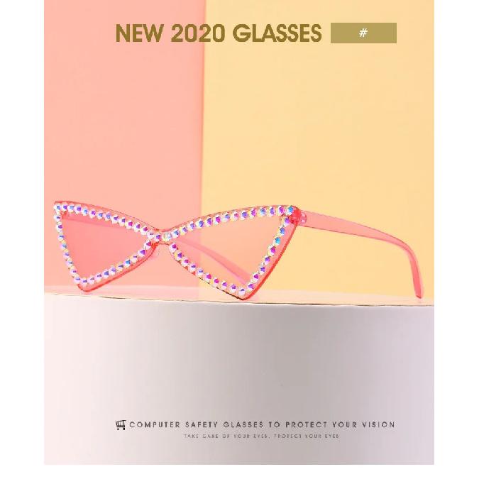 Vintage Cute Cat Eye Diamond Sunglasses Personality Candy Color Women Sun Glasses UV400