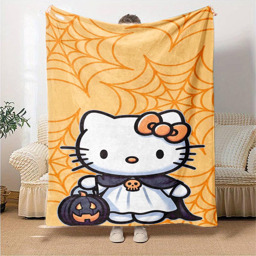 1 шт. Плед Хэллоуин Hello Kitty Легкий фланелевый плед для дивана, кровати, путешествий, кемпинга, гостиной, офиса, дивана, кресла