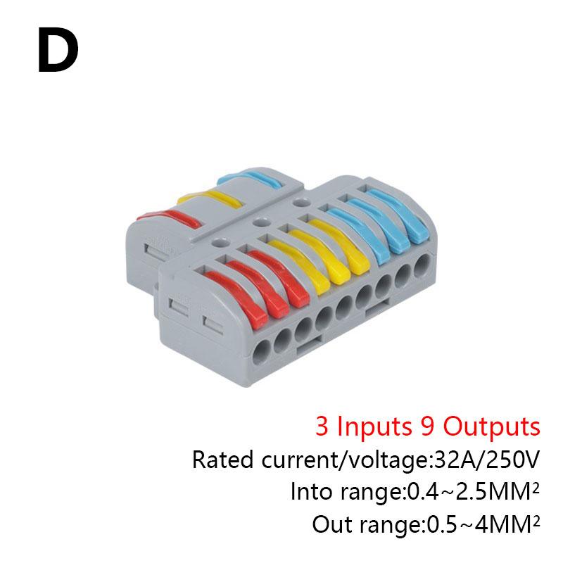 Быстрый разветвитель 2 входа 4/6 выхода 3 входа 6/9 выхода Разъем для проводов Универсальный разъем для проводного кабеля Вставной клеммный блок для проводника