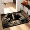 Durable Bedroom Floor Mat 3D Skeleton Halloween Rug, Spooky Optical Illusion Entrance Depth Decorative Living Room Rug Pattern Non-Slip for Decor