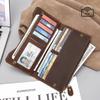 Jiamida Men's Retro RFID Leather Wallet - Anti-Theft Long Cowhide Multi-Card Holder