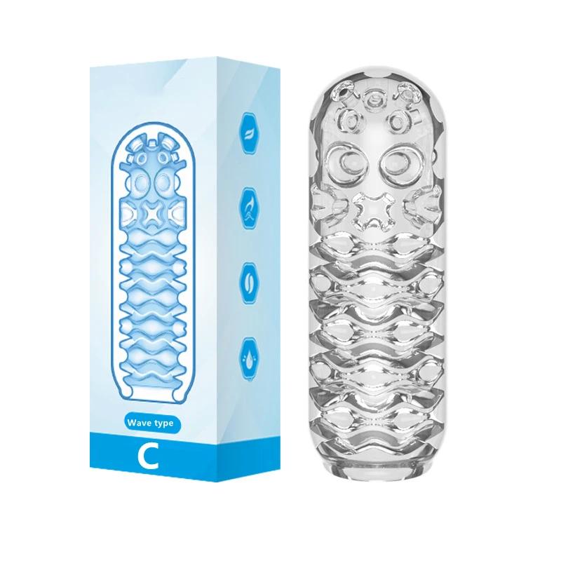 Мужская мастурбаторная чашка Мягкая прозрачная вагина Тренажер для пениса Массажер Минет Продукты для взрослых Вакуумная помпа-чашка Секс-игрушки для мужчин