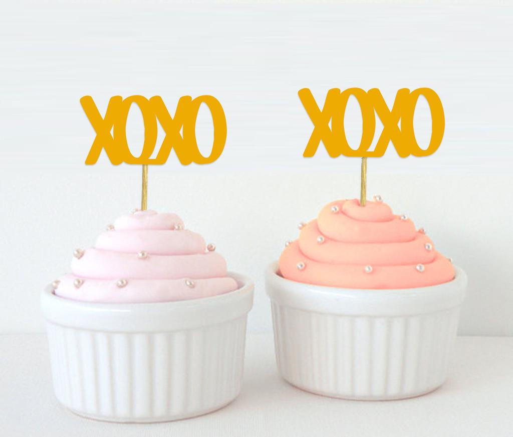 Дарлинг Сувенир| Топпер для кексов XOXO| Объятия и поцелуи Свадебная вечеринка Набор украшений для десертов - Pack Of