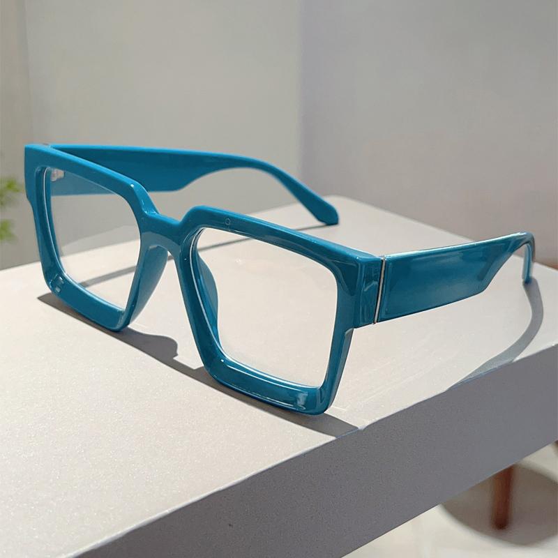 Vintage Square Glasses Women Fashion Oversized Blue Light Blocking Optical Frames Trendy Patchwork Rim Design Eyeglasses