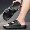 Cool slippers men's summer outdoor new trend retro platform beach shoes sports tower buckle one-word sandals men