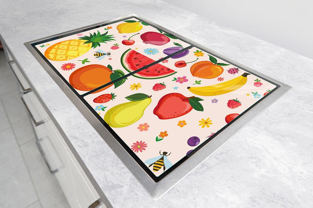 SZKLANA PŁYTA OCHRONNA NA KUCHENKĘ 85x52 OWOCE