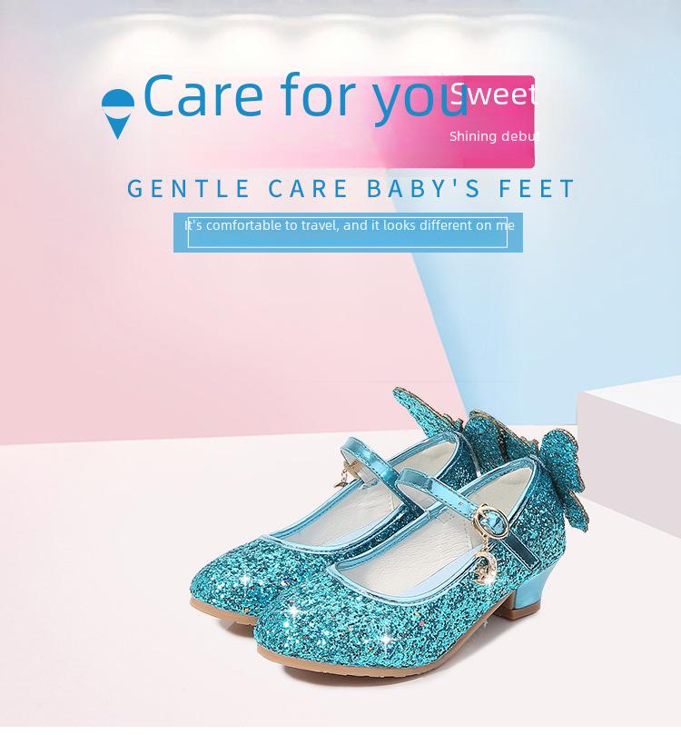 2025 Новые корейские туфли принцессы с кристаллами и пайетками для девочек с мягкой кожаной подошвой