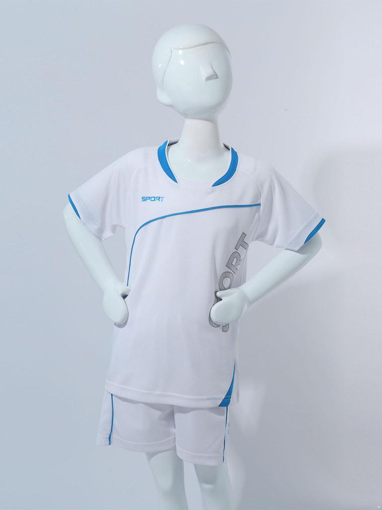 Летний дышащий сетчатый спортивный костюм для мальчиков из 2 предметов, спортивный топ с короткими рукавами и шортами на шнурке, комплект из 2 шт.