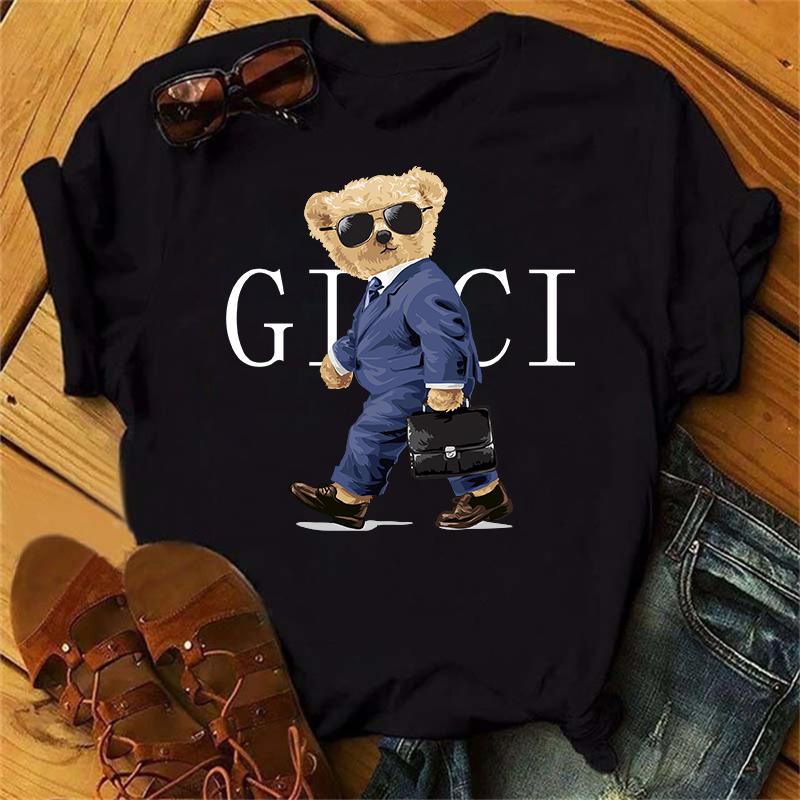 Одежда женская летняя футболка с принтом модные повседневные футболки Golf Bear с надписью 90-х годов тренд милые женские с коротким рукавом женская графика