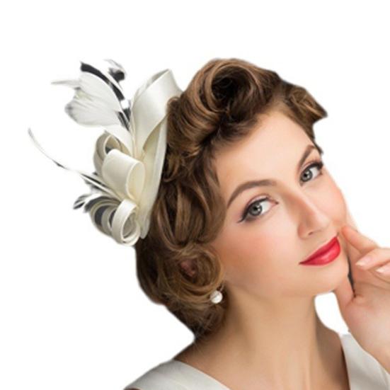 Обруч для волос, шляпа-вуалировщик с заколкой для волос, резинка, искусственные перья, декоративная лента, атласная ткань, женская повязка на голову, аксессуары для вечеринок