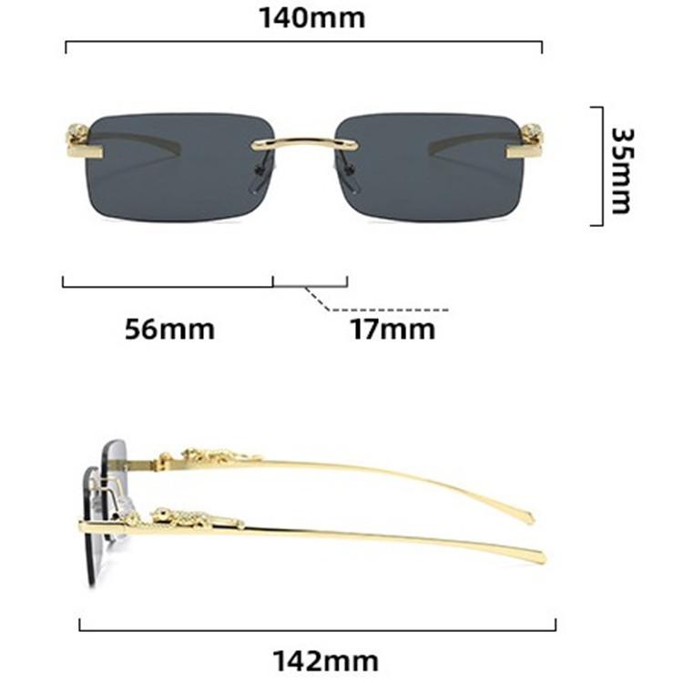 Retro Leopard Head Metal Sunglasses Frameless Sun Glasses Men's And Women's Small Frame Classic Glasses UV400 Eyeglasses