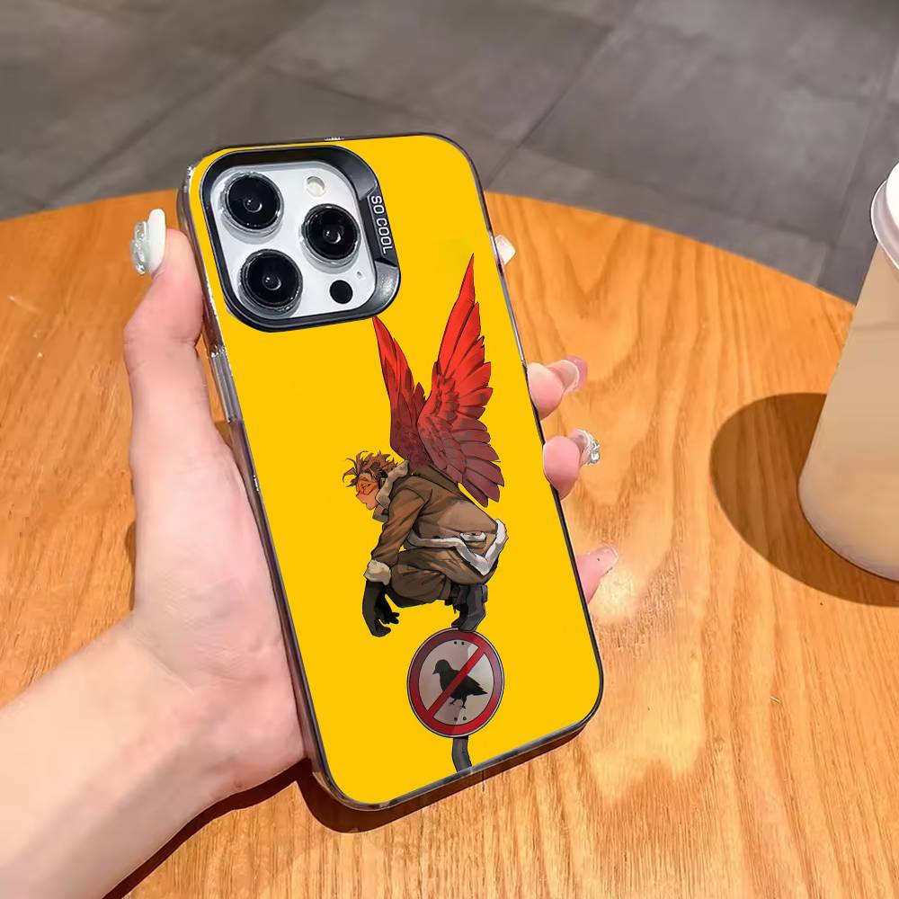 Anime MHA Hawks BNHA Phone Case For iPhone17,16,15,14,13,12,11,Pro,MAX White Matte Shockproof Cover