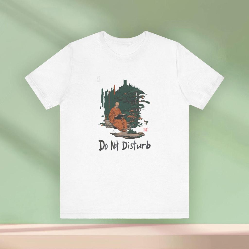 Funny Do Not Disturb Japanese Calligraphy Tee, Monk Reading Book Gift, Reading Nerd Shirt, Introvert Saying Top, Quiet Time T-Shirt,