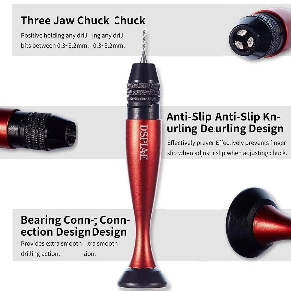 DSPIAE AT-VHDS прецизионный универсальный набор ручных дрелей из алюминиевого сплава для сверл диаметром 0,3–3,2 мм для моделирования, поделок, строительства, хобби, инструментов