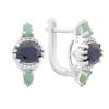 Серебряные серьги с натуральным сапфиром 4.337ct, изумрудом, фианитами (2180845)