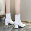 2024 Новые женские удобные ботильоны на среднем каблуке с боковой молнией, модная обувь, черные, белые, классические, элегантные, женские ботинки на квадратном каблуке