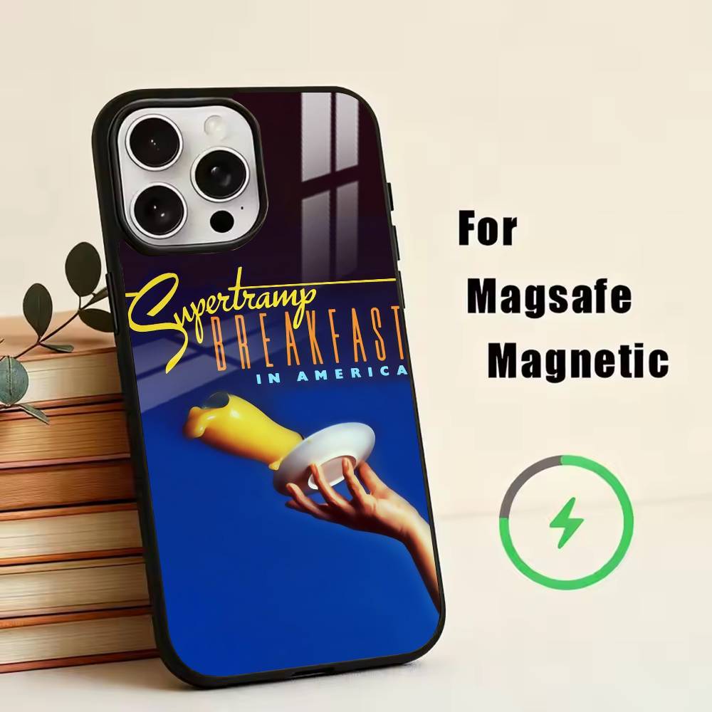 Supertramp Breakfast in America Чехол для iPhone 17, 16, 15, 14, 13, 12, 11 Plus, Pro Магнитный с Magsafe Беспроводная зарядка