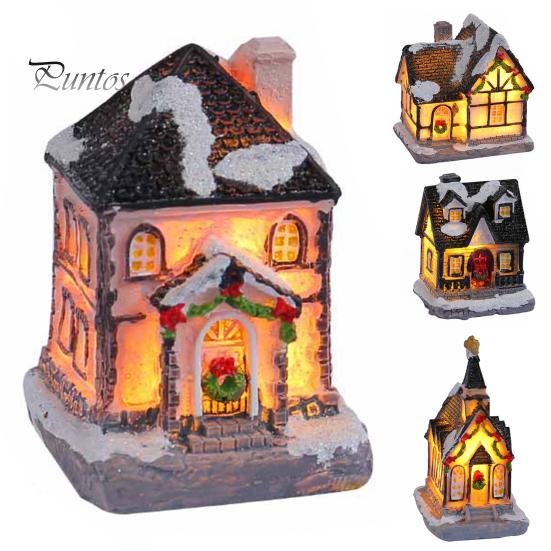 Рождественский светящийся орнамент дома Романтическое теплое освещение Ремесло из смолы Маленький настольный светодиодный заснеженный дом Украшение Статуэтка Статуя Фестиваль вечеринки