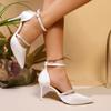 Classic Pumps Sandals Female Party Thin Super High Heels Shoes for Women Solid Bright Diamond Leather Buckle Strap Summer Shoes