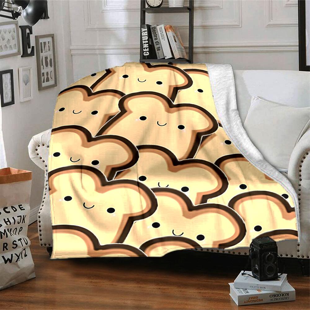 1pc Bread Pattern Blanket Warm, Cozy, And Soft, Suitable for Sofas, Beds, Cars, And Office Use.Perfect for Camping And Travel, Making It a Great Gift