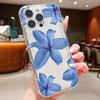 Элегантный чехол для телефона из ТПУ с рисунком синей лилии для iPhone 16 14 Pro Max 13 12 11 Pro Max 14 15 Plus XS XR X 16E 7 8 Plus Задняя крышка