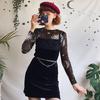 Женские сексуальные сетчатые топы в стиле Харадзюку, прозрачная футболка с длинными рукавами, прозрачная футболка с принтом Солнца, Луны, звезд, женская клубная одежда
