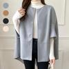 Medium And Long Cardigan Crew Neck Plaid Jacket Cape Women'S Autumn And Winter New Fashion Trend Coat Women