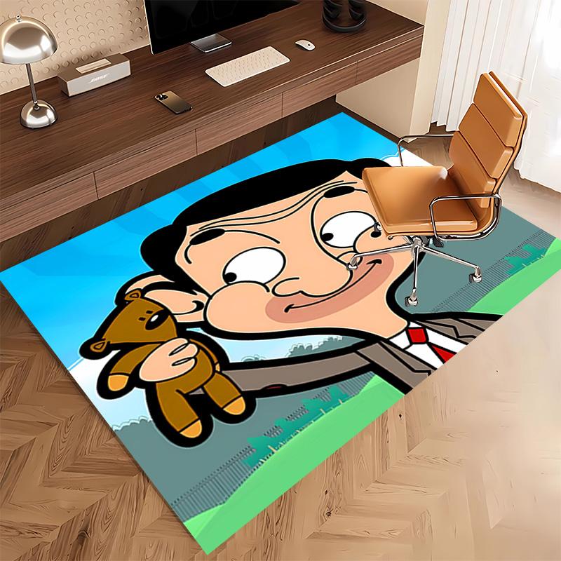 1pc Mr. Bean Print Area Rug - Soft, Washable Non-Slip Indoor Mat, Living Room, Home Office Decorative Rug,Office Decorative
