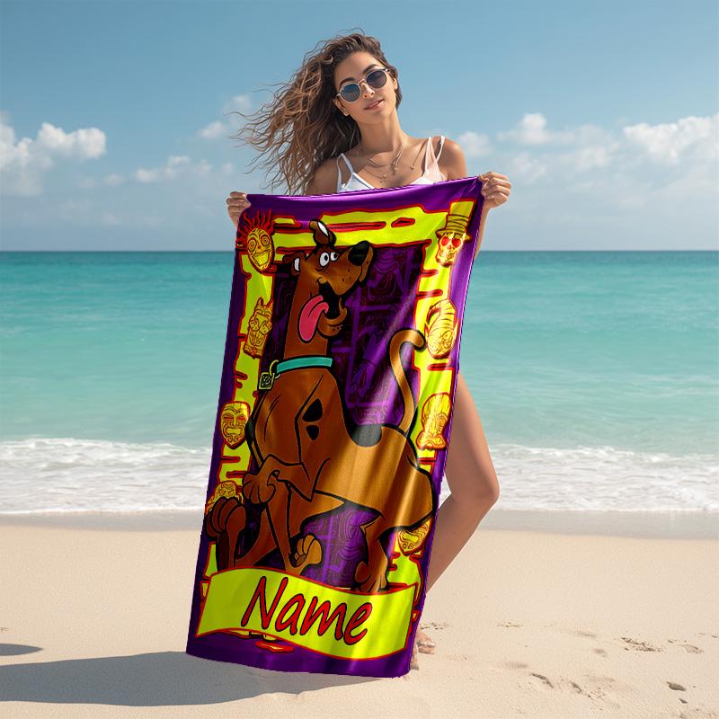 Personalized customized proof beach towel with Scooby-Doo pattern - soft, absorbent,quick-drying,perfect swimming,camping&bathing