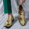 Spring Autumn Mens Gold Bright Leather Party Night Club Male Oxfords Casual Stylist Dress Shoes for Men Luxury Business Loafers