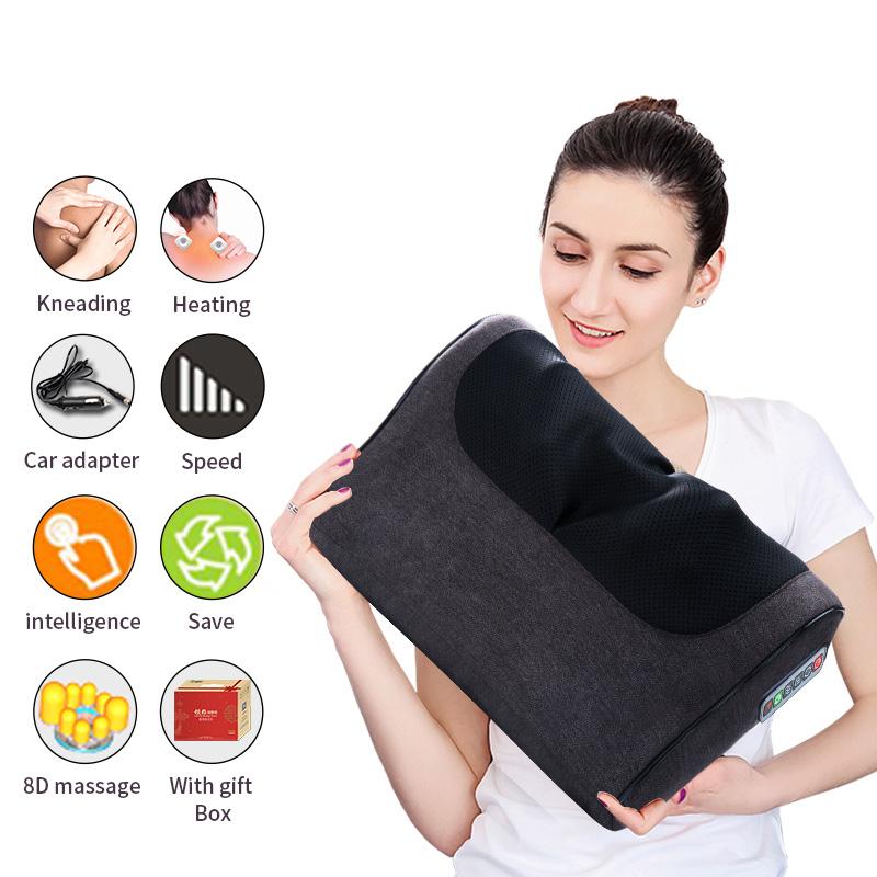 Электрическая разминающая подушка для массажа шиацу, инфракрасный нагреватель, массажер для шеи, массажная подушка для спины, талии, тела, оздоровительный массажер для релаксации