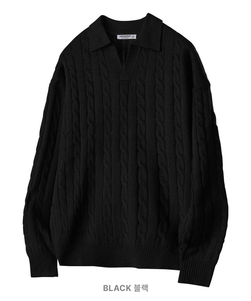 UNTAPPED STUDIO [Set] Oversized Cable Collar Knit Or Oversized Round Knit (Type A)