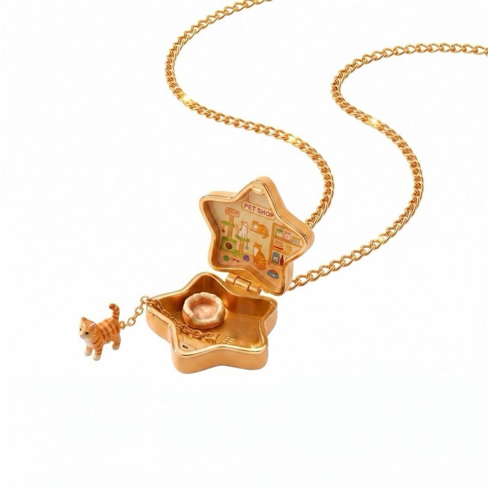 Enamel Craft Openable Pendant Necklace Oil Coating Enamel Dog Necklace Kids Fashion Necklace