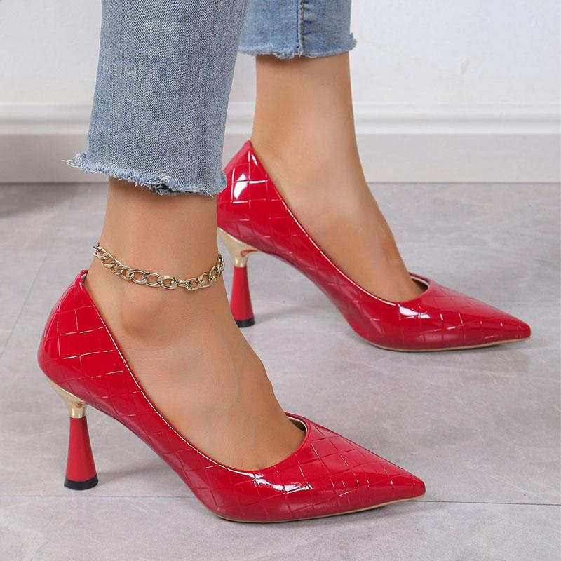 Женские туфли на высоком каблуке, роскошные глянцевые лакированные туфли-лодочки, свадебные туфли, сексуальные туфли с острым носком на шпильках, туфли для вечеринки
