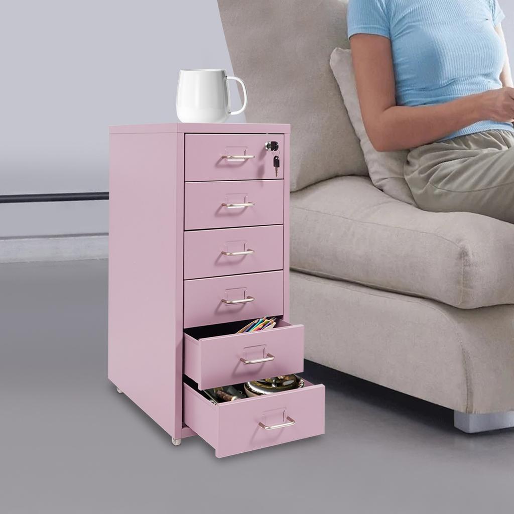 6-уровневый картотечный шкаф с замком и колесами, компактный офисный органайзер для дома и бизнеса, вертикальное хранение документов, фиолетовый, 28x41x69см