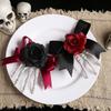 1pc Haunted Style Skeleton Hand Hair Clip Contrast Rose Bows Practical Plastic For Themed Dressing Up Event