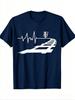 Train Fan Heartbeat Railway Tracks Print TShirt Railroad Crossing Sign Graphic Tee Unisex Unisex Daily Wear Short Sleeve Tops