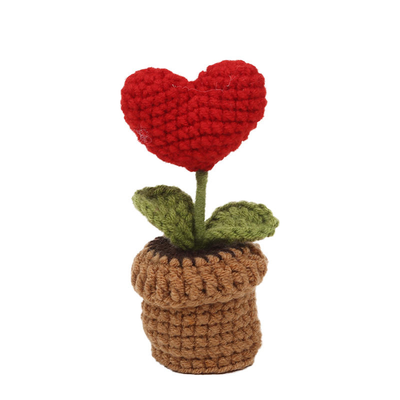 Миниатюрные милые готовые вязаные крючком цветы, ручная вязка подсолнухов, роз, цветы в горшках, букет ручной работы для домашнего рабочего стола, декоративные