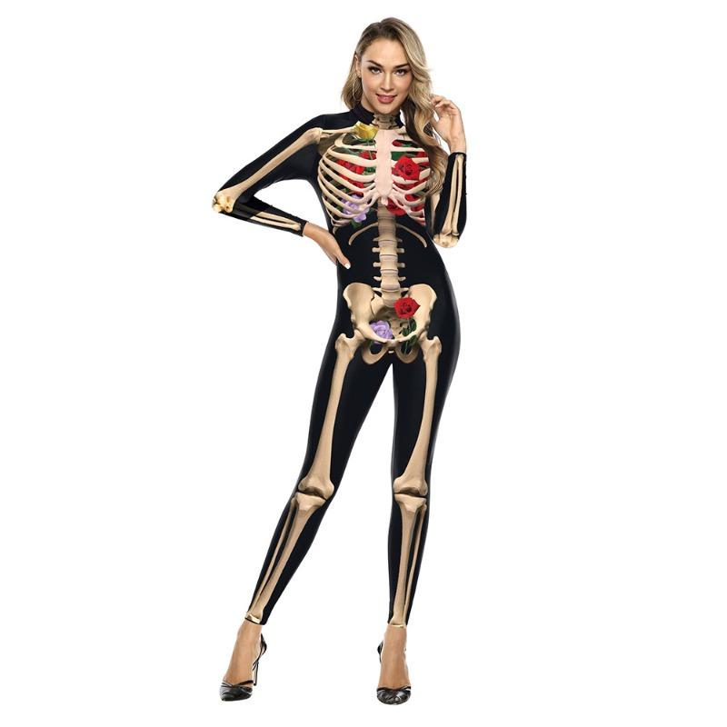 New Rose Human Skeleton Stage Performance Clothing Tight Elastic One-piece Clothing -0